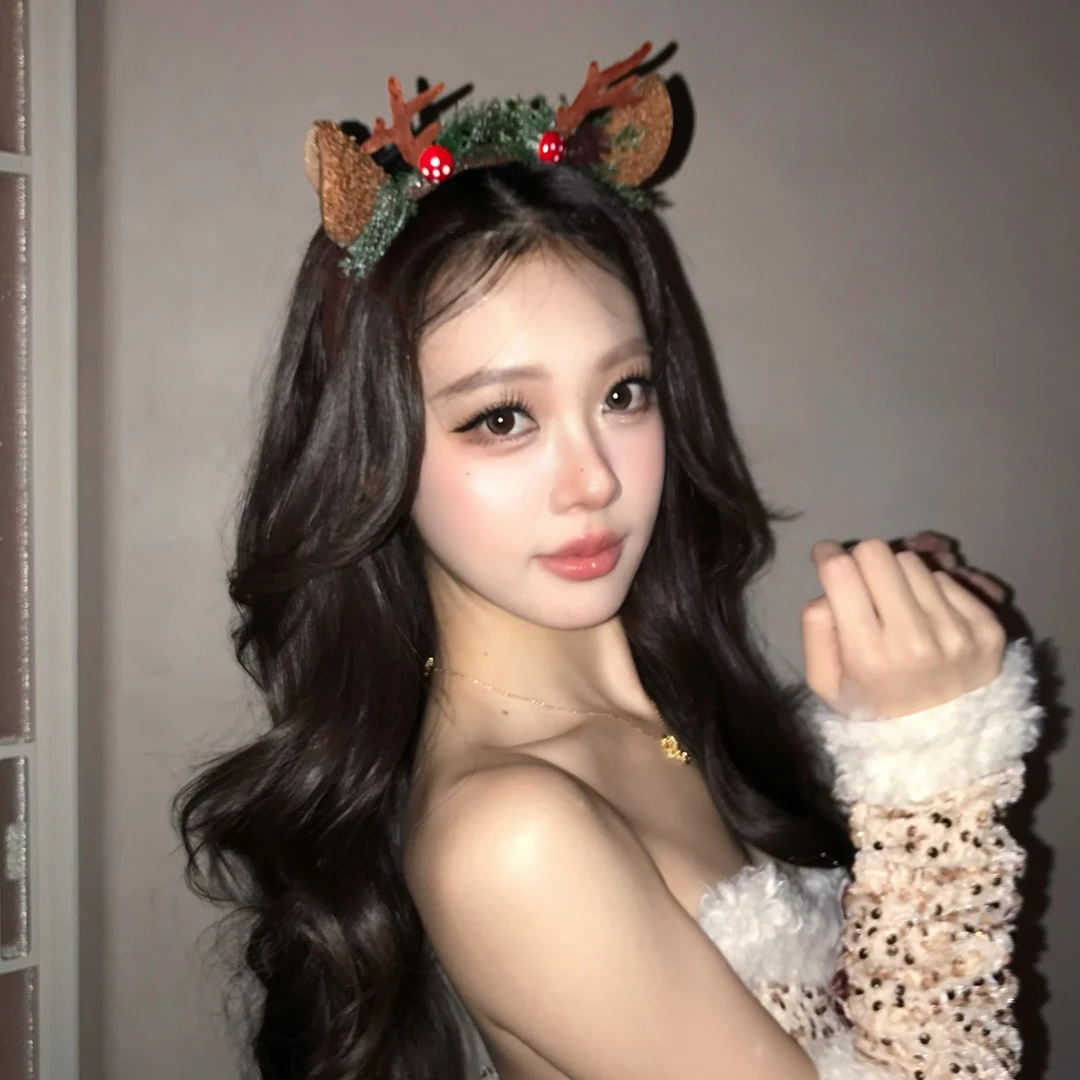 圣诞节麋鹿角发箍2025新款时尚百搭头箍女晚宴派对拍照头发饰发卡