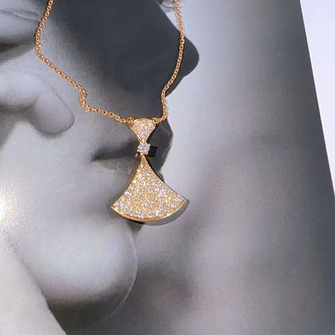 实验室培育钻石18k大裙子满钻项链时尚爆闪前卫女人味