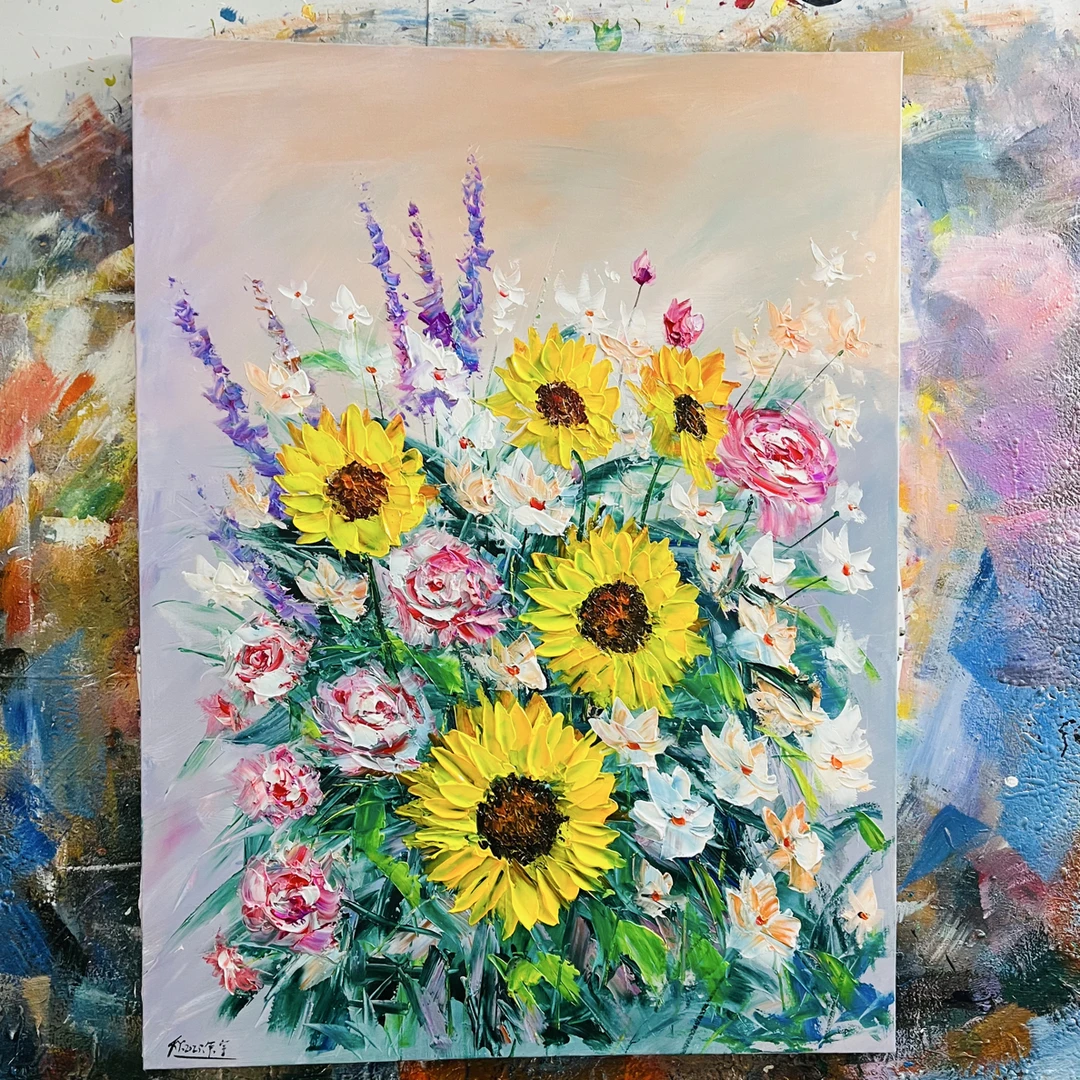 繁花盛开挂画现代装饰画不含内框尺寸90.120