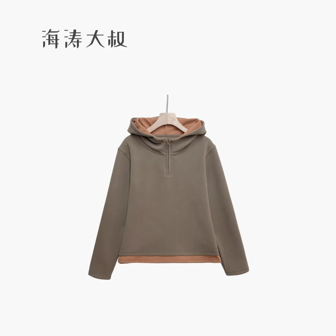 「封“瘦”」软糯限定撞色高弹保暖450g半拉链帽衫 HMR6328