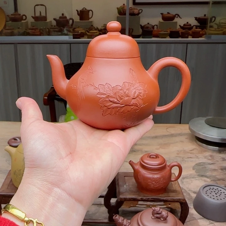 紫砂茶壶朱泥200 c C夫妻双国工作品