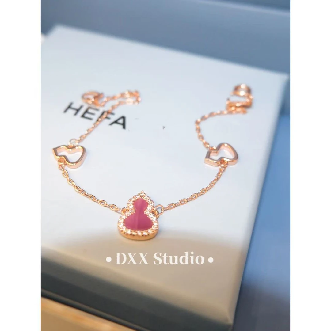 铜合金锆石手链 小众设计玫金色葫芦色手链47035