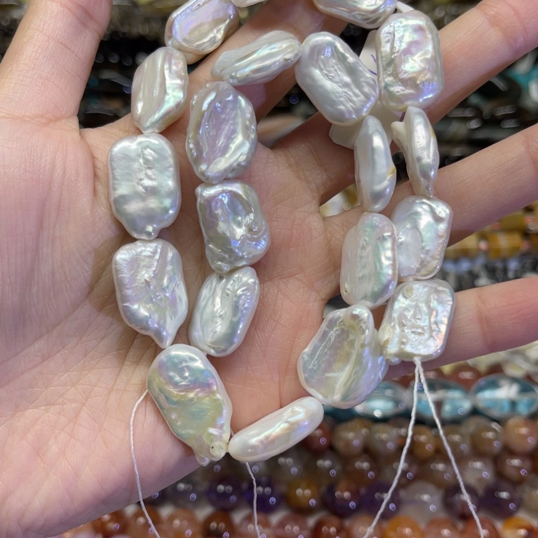 圆***缘玛瑙/玉髓散珠天然巴洛克珍珠长条38厘米