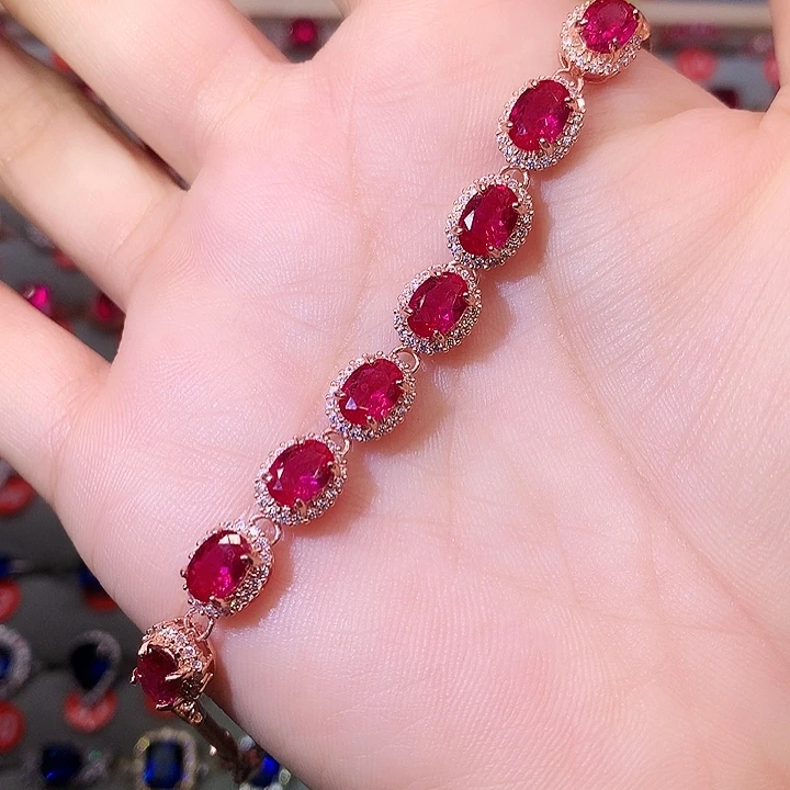 红宝石手链银S925镶嵌