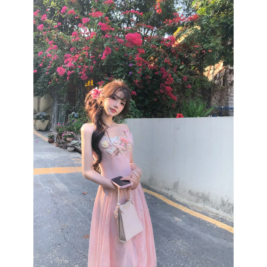 瑞茜·威瑟斯花园梦境2.0 夏季甜美温柔仙气收腰长款连衣裙R6092H