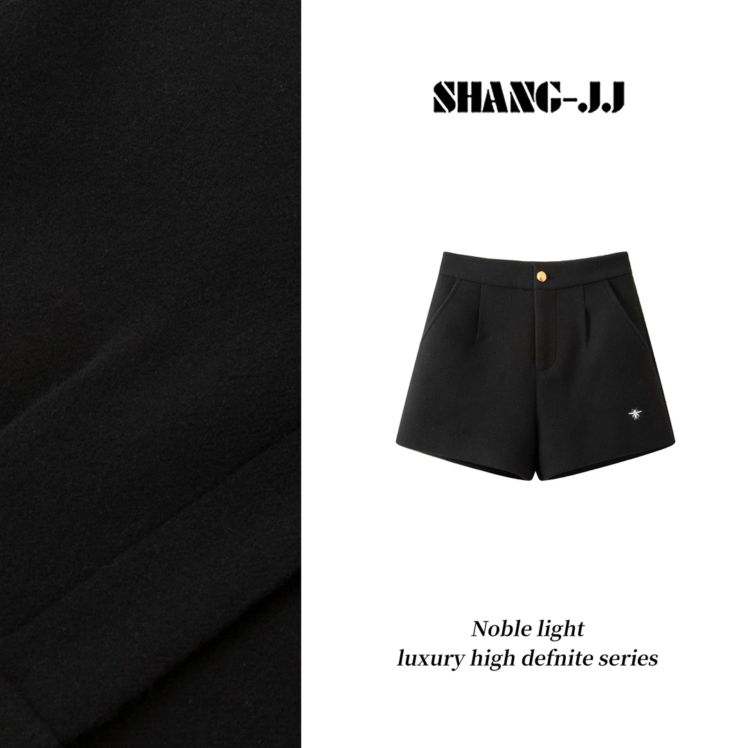 SHANG-JJ【蜜蜂短裤】24新款重磅洋毛混纺亲昵软糯短裤q132988p