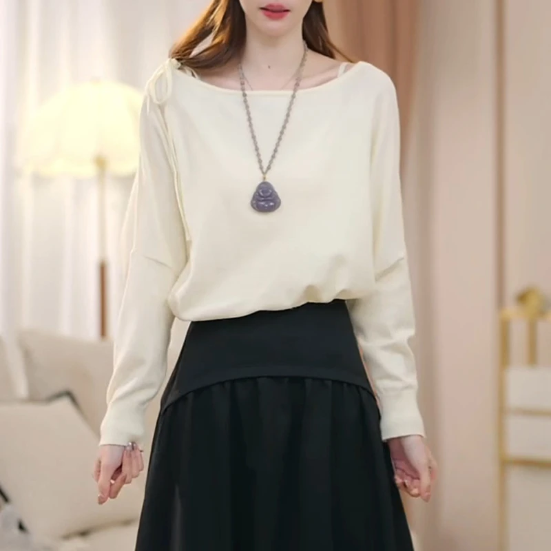 法式小众纯色长袖针织衫女2025秋季新款温柔显瘦气质甜美休闲上衣