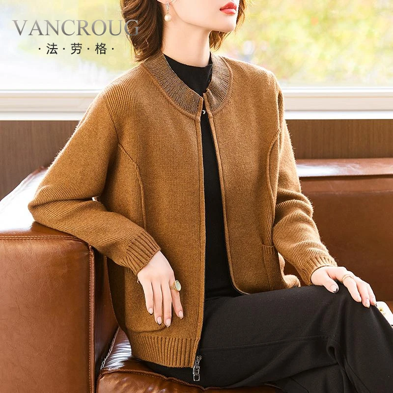 法劳格妈妈短款秋装小香风新款毛衣外套阔太太针织开衫中老年女