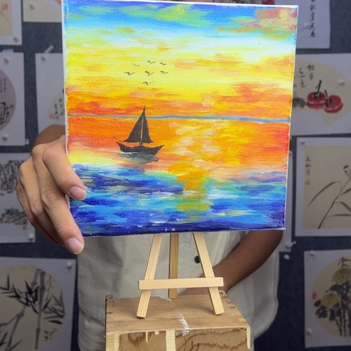 国画纯手绘一帆风顺【20*20】送框