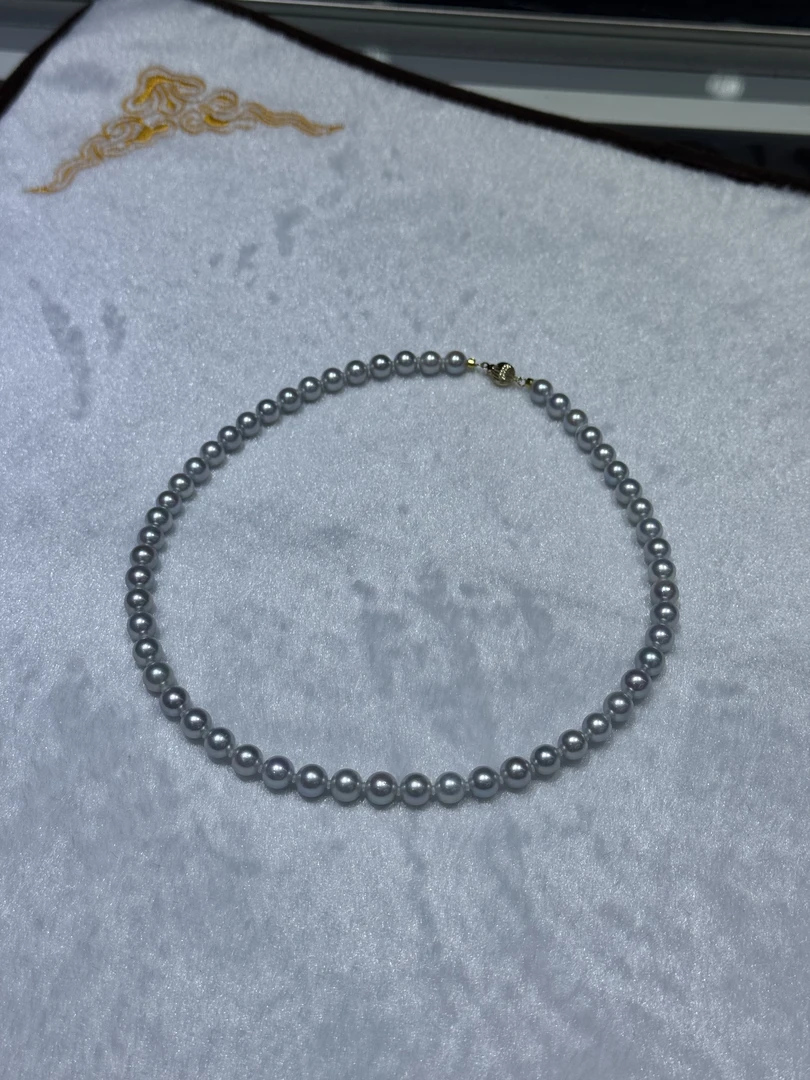 【超哥专属】海水真多麻全珠链 7-8mm正圆 几乎无暇14k金