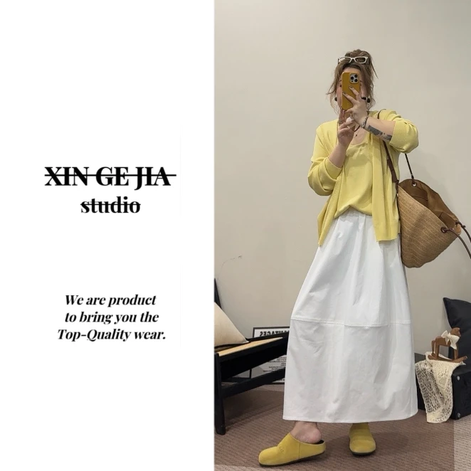 「xin:微胖大码」松紧腰 “蓬蓬”感花苞半身裙