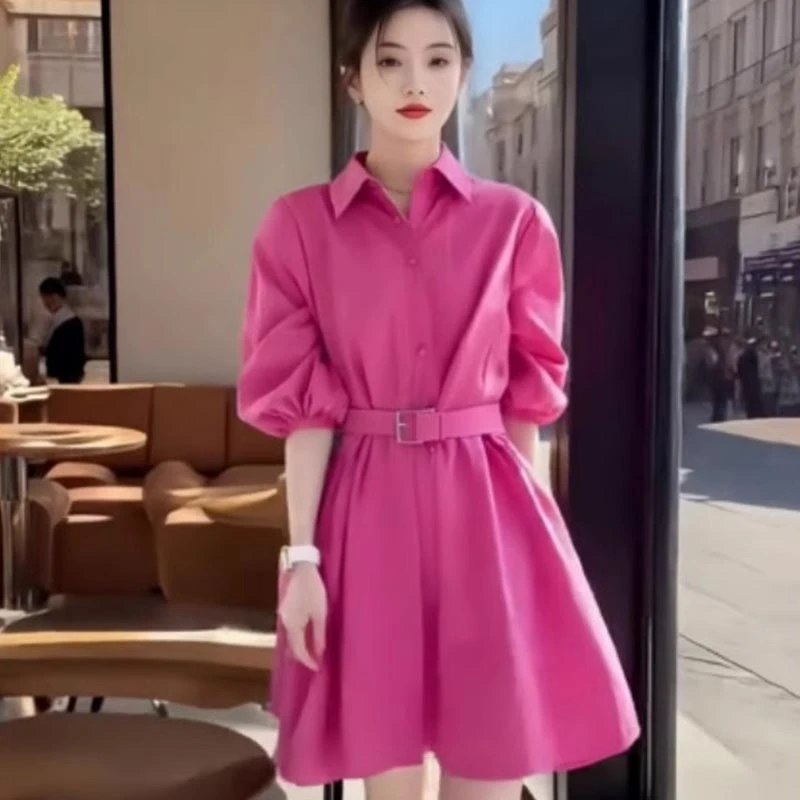 气质收腰显瘦连衣裙女款2026年春夏季新款韩版时尚百搭高级感裙子