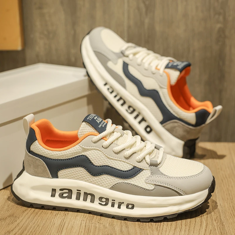 简约厚底潮鞋男款夏季轻便软底板鞋透气网面春季户外休闲运动鞋男