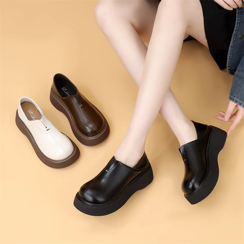 厚底增高乐福鞋女2025春新款英伦风时尚百搭勃肯鞋一脚蹬两穿单鞋