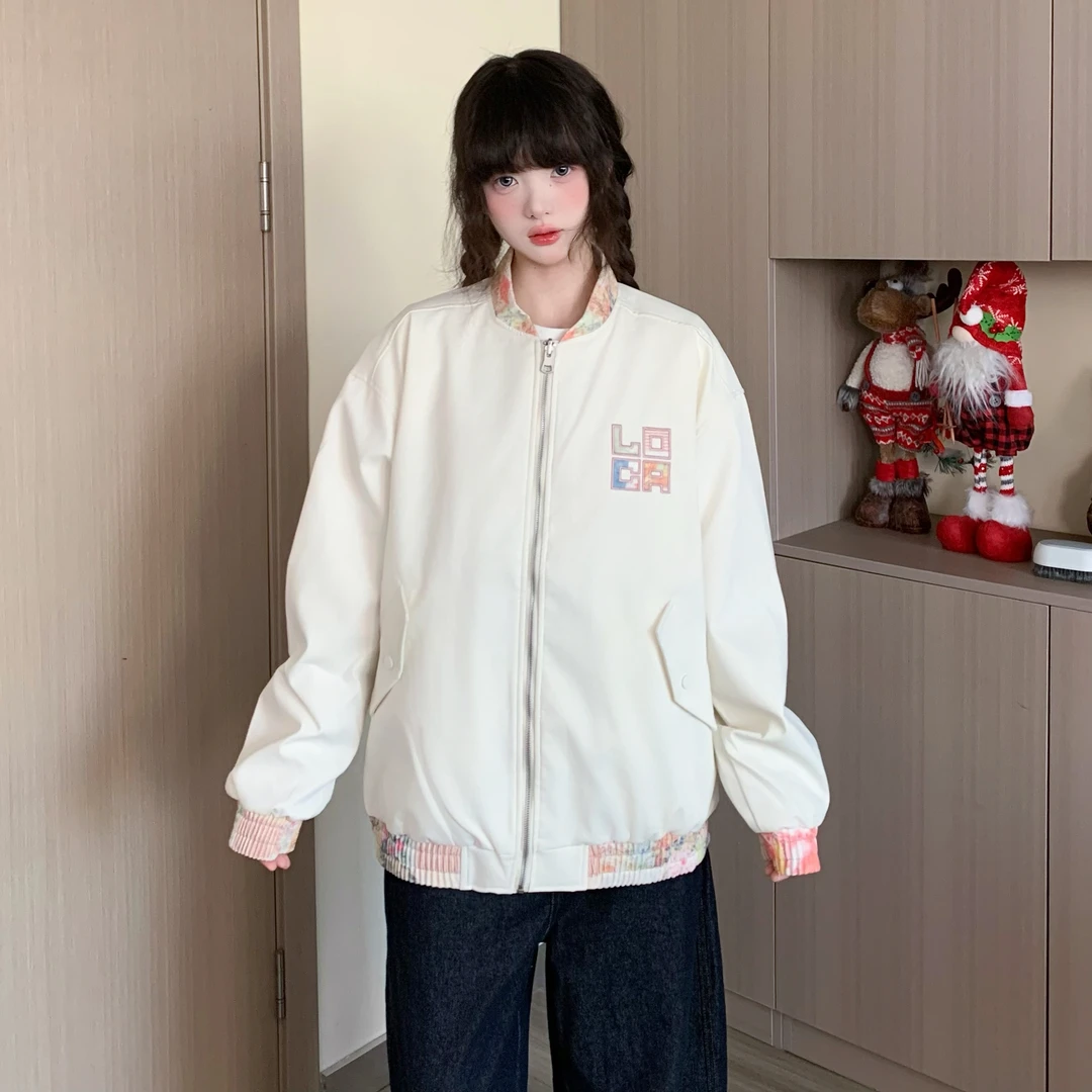 EZEK春季新款2025国风复古撞色刺绣渲染拼接棒球服短外套情侣百搭