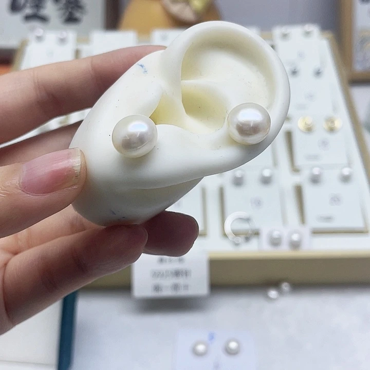 淡水珍珠耳饰银S925镶嵌西*柿