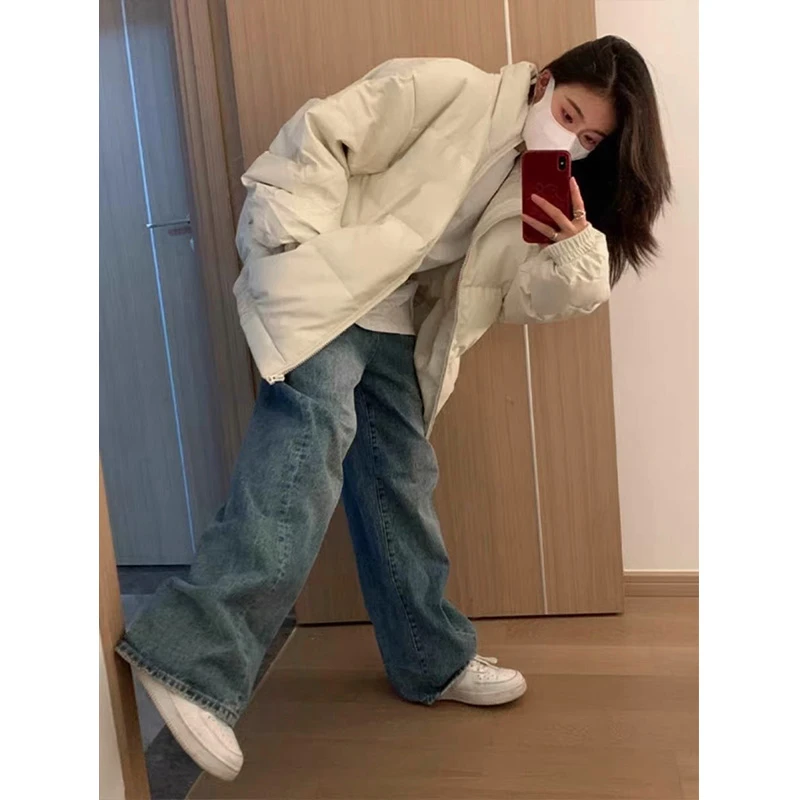 女生冬季新款加厚保暖棉服韩系纯色休闲宽松棉衣情侣面包服外套潮