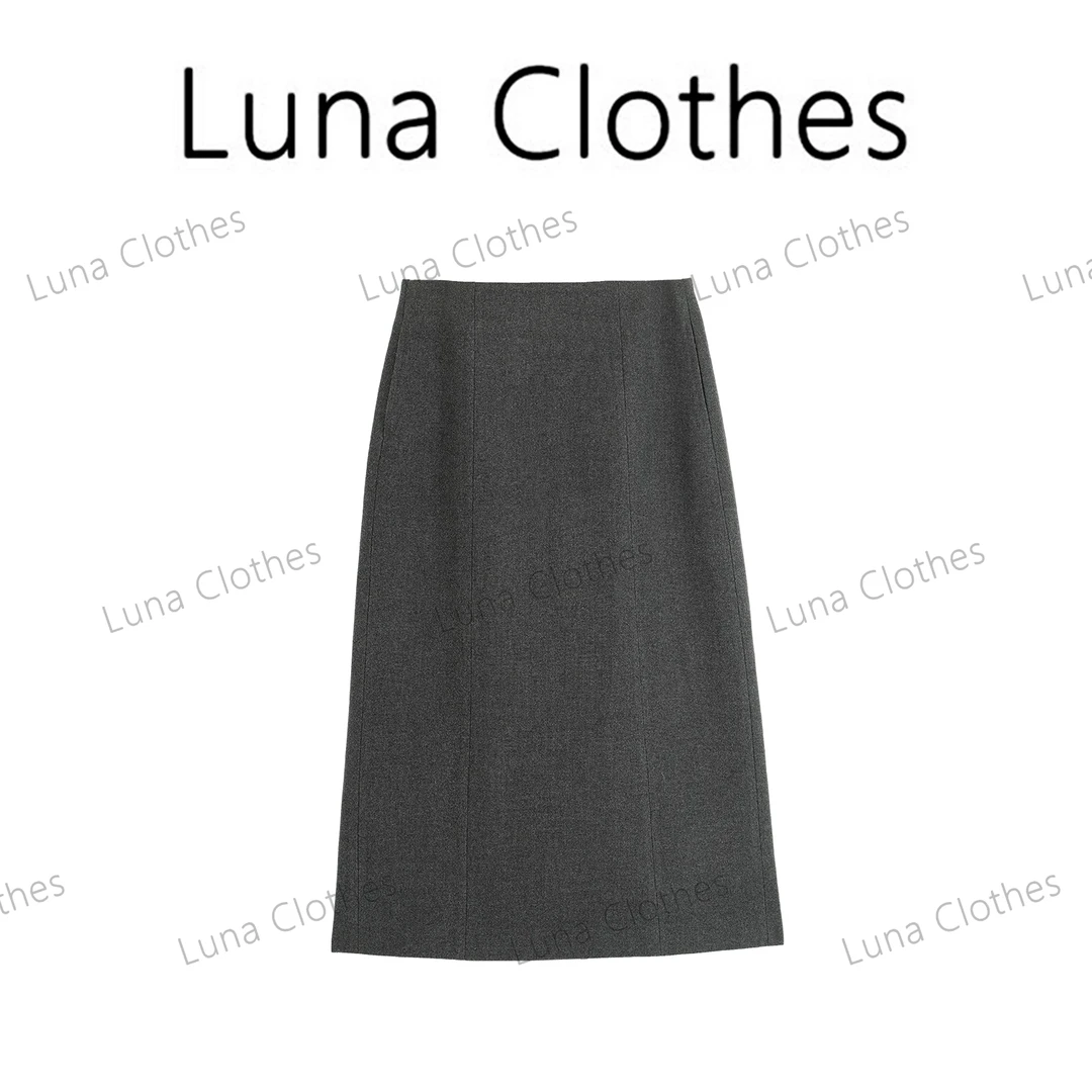 张妍LUNA‘夜半’醋酸极简A版遮肉显瘦随性百搭半裙122603