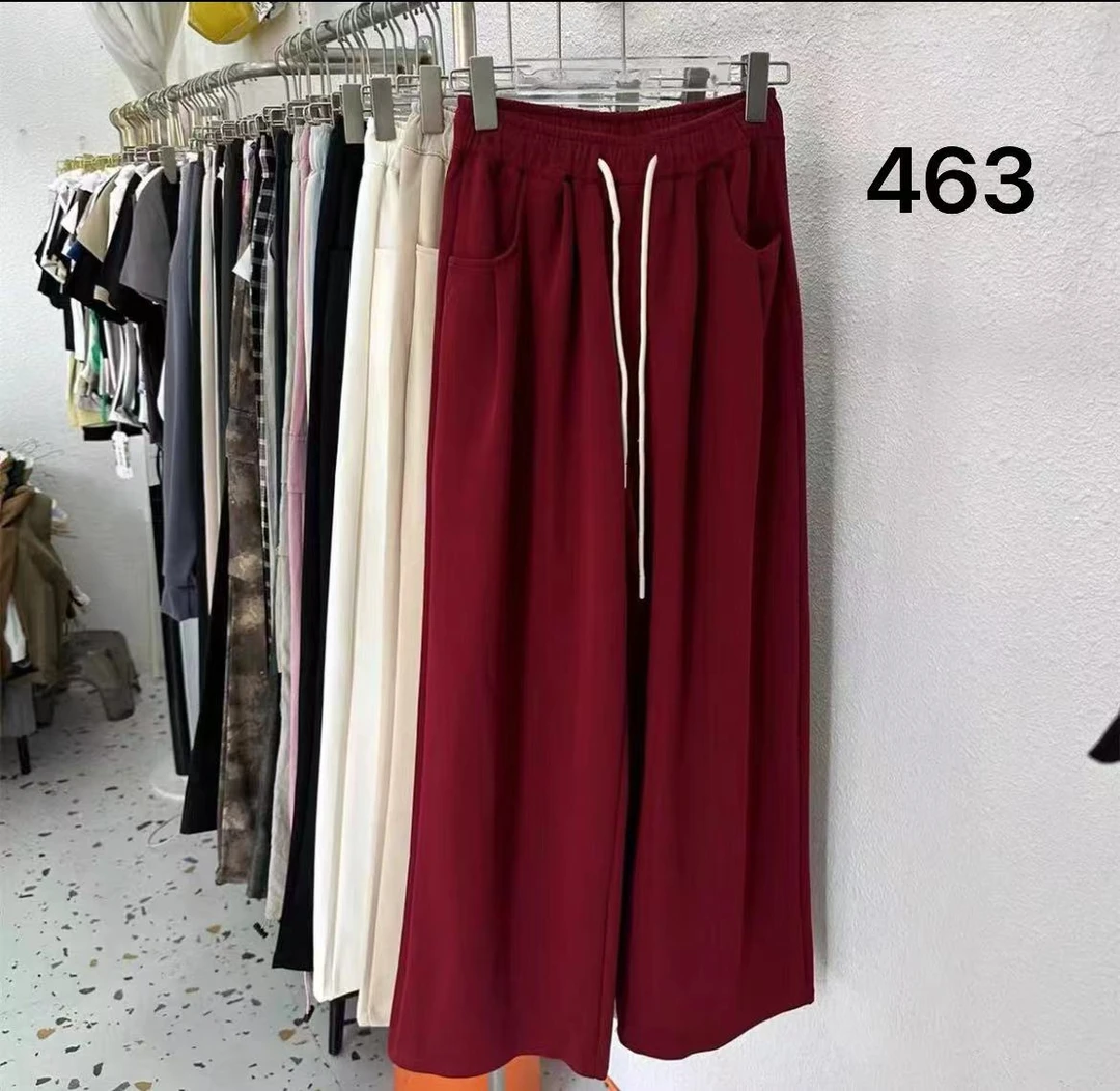 463休闲裤春夏百搭高腰直筒潮流舒适简约白色宽松长裤卫裤夏季