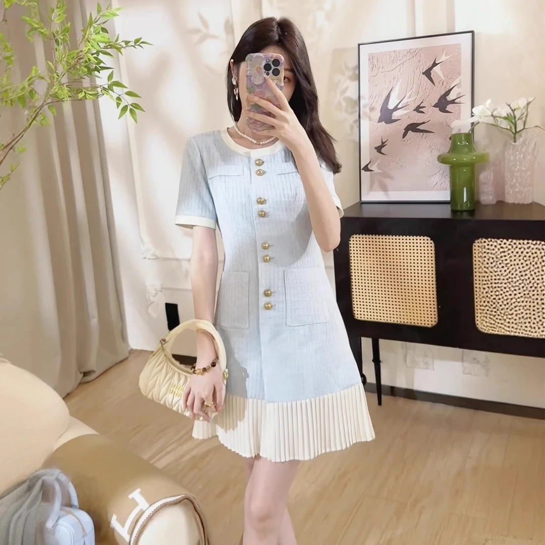 【碧波云影】2025春季新款时尚小香风气质显瘦轻奢高级感法式连衣裙