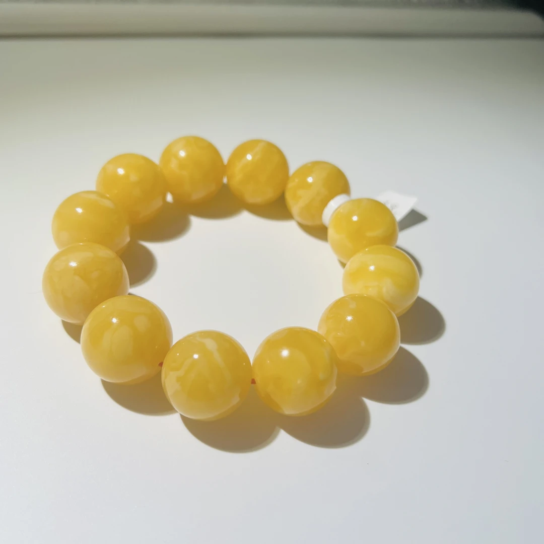 琥珀蜜蜡焦皮杨技甘露20 m圆珠手串57.54TT