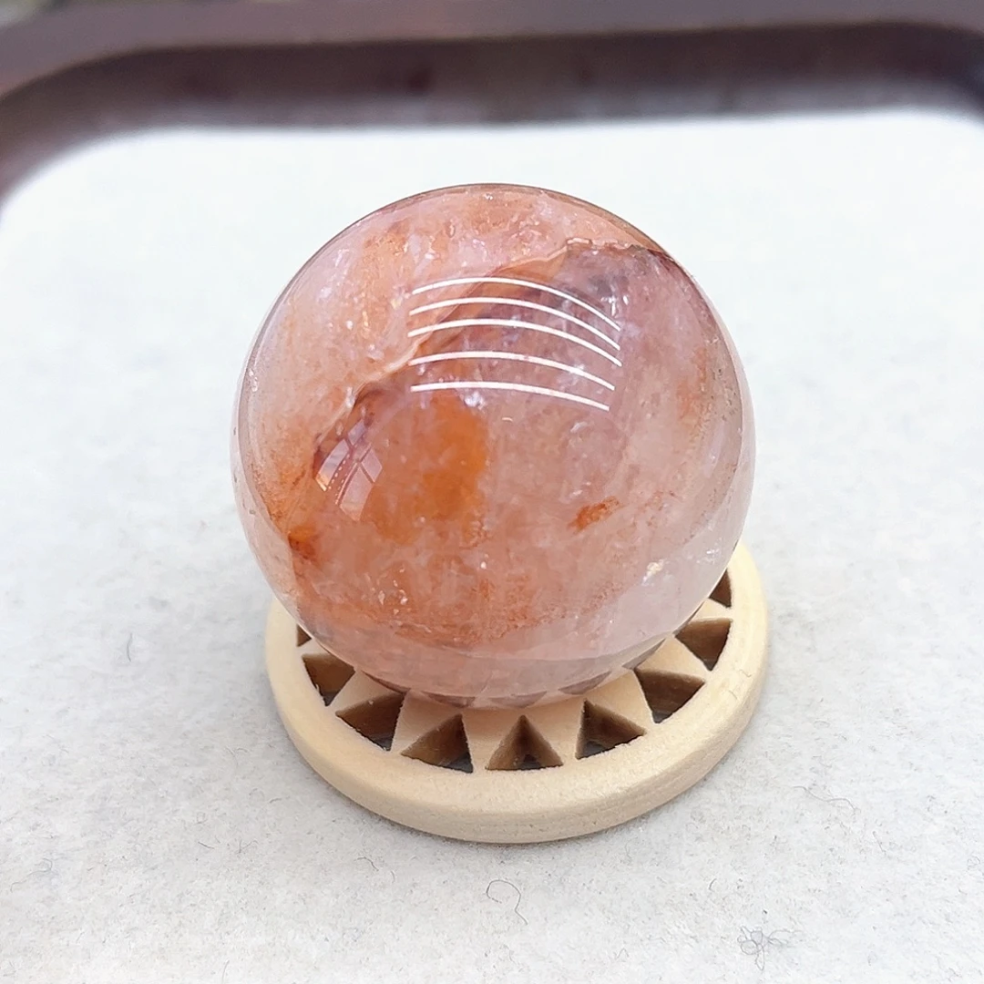 水晶未镶嵌珠宝半成品23 红胶花球33mm（送底座）