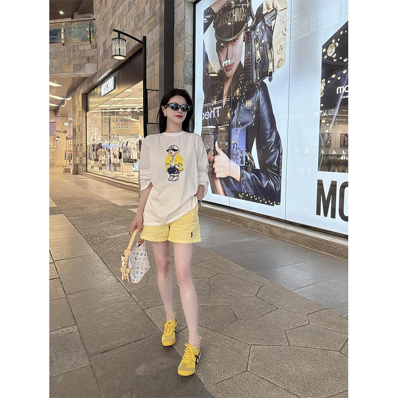 网红时尚炸街新款女装印花圆领短袖T恤2025夏季气质休闲百搭短裤