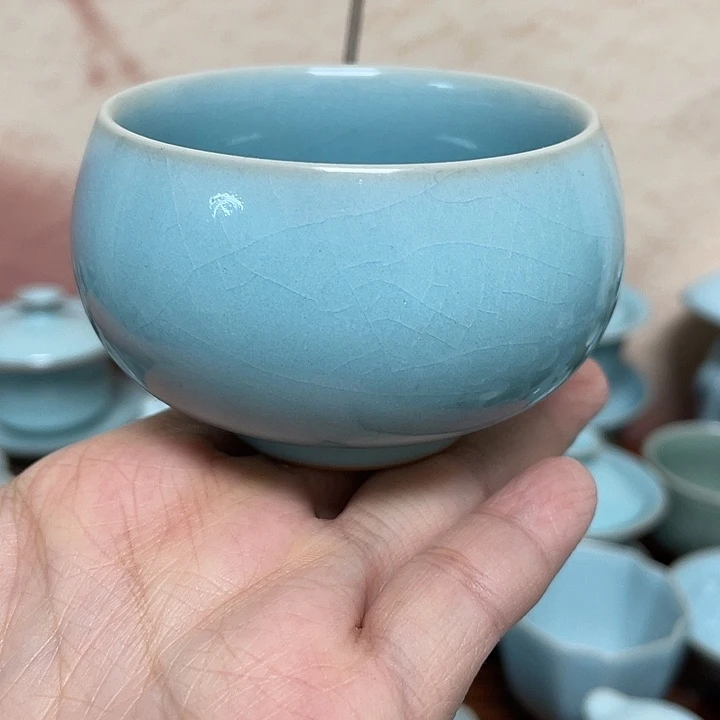 杯子赵志强天蓝大禅定底部微缩釉