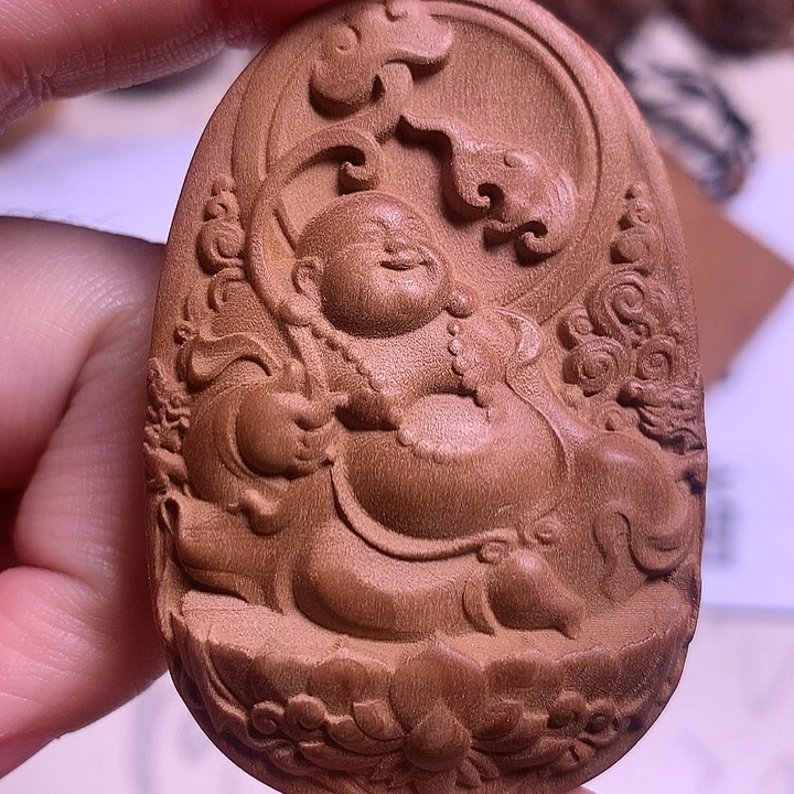 檀香木无事牌大肚米勒佛