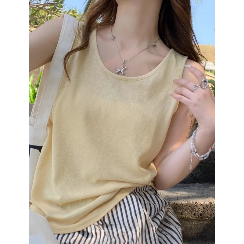 韩系吊带背心女夏季遮副乳外穿宽松遮肉打底内搭通勤无袖上衣百搭