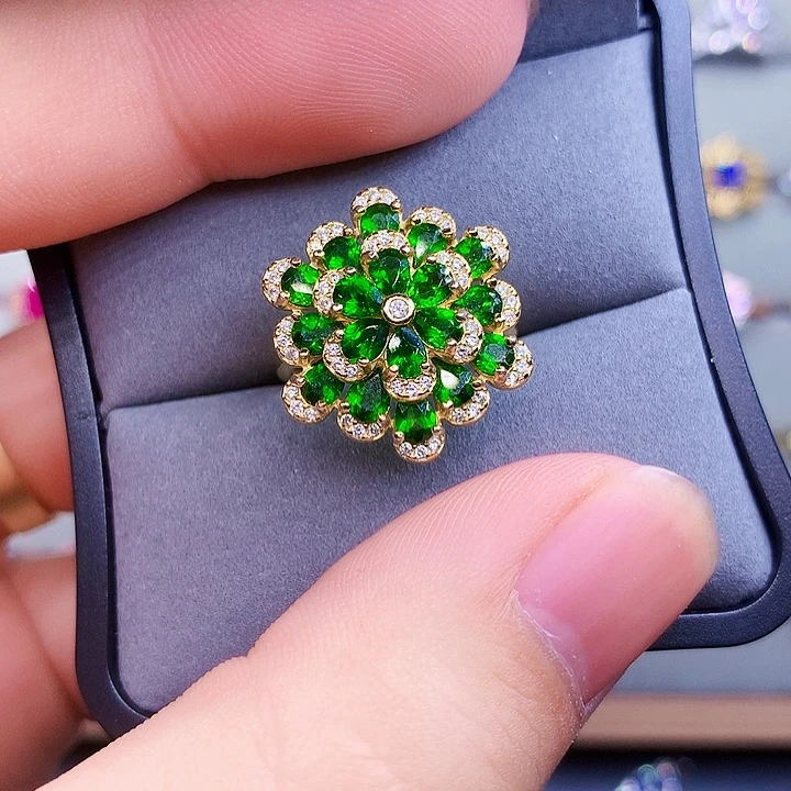 透辉石戒指银S925镶嵌