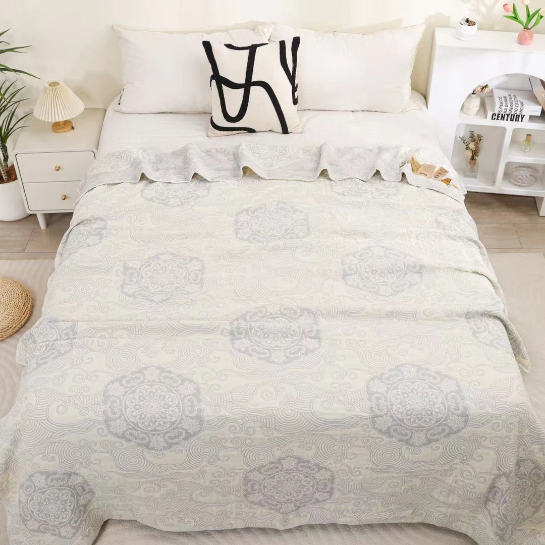 【微瑕瑞纹-单床盖】高端轻奢多功能青花瓷工艺款汉麻床盖