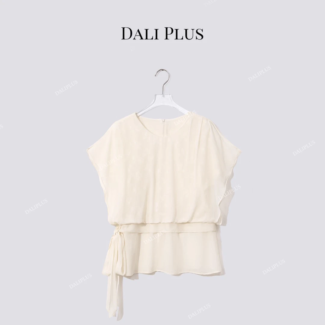 DALI PLUS“希腊女神款”重磅真丝双层法式收腰系带衬衫-D5ST1216