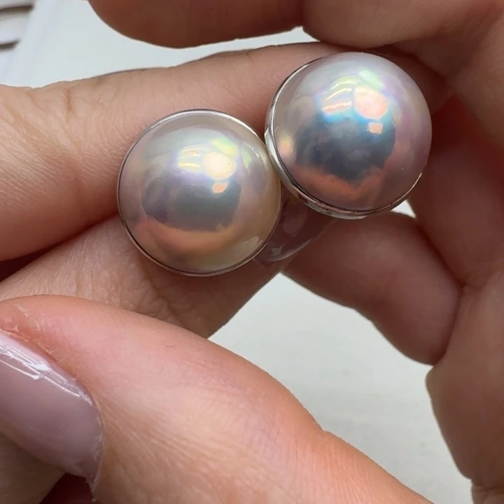 耳饰未镶嵌拼合珍珠（马贝珠）