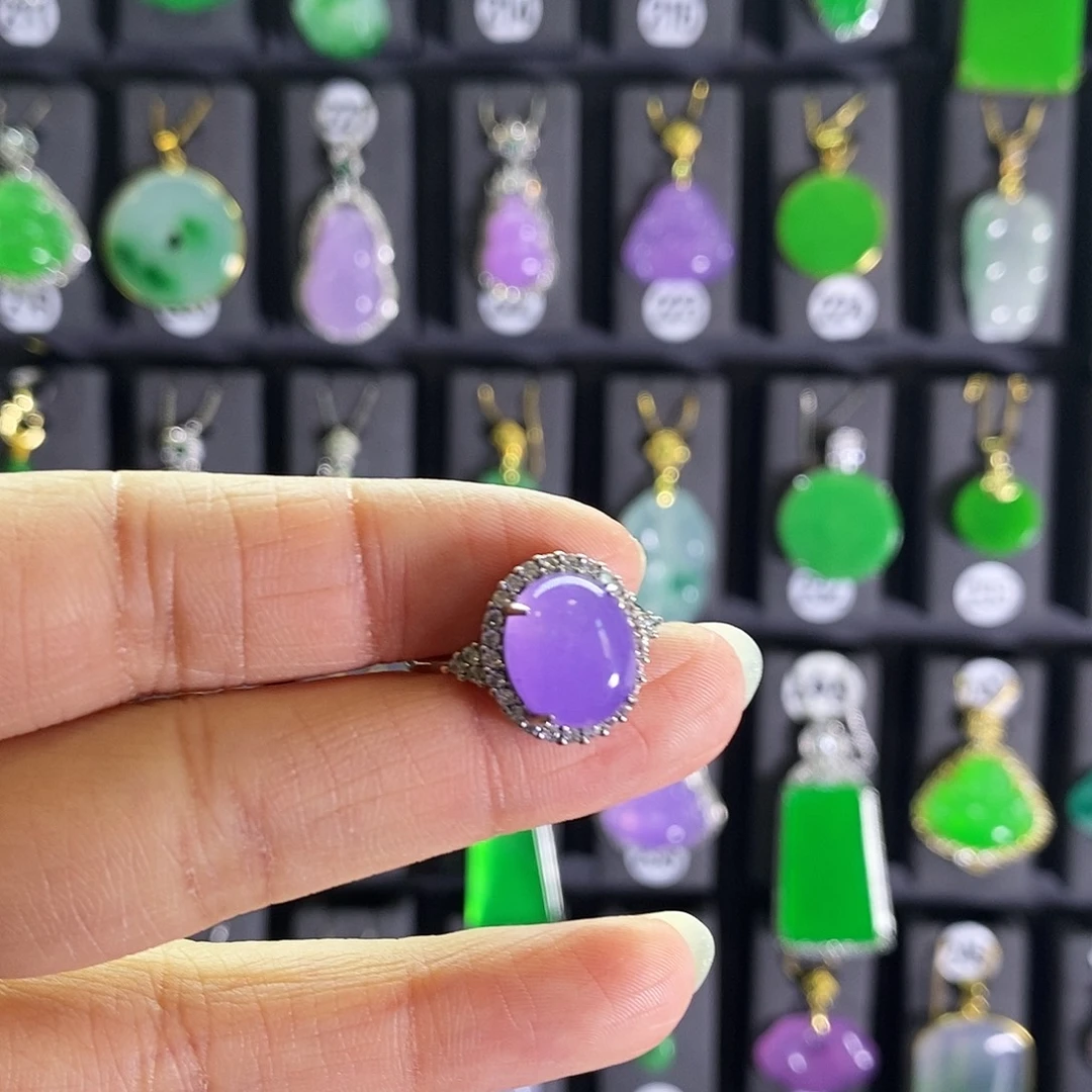 银S925镶嵌翡翠耳饰戒指