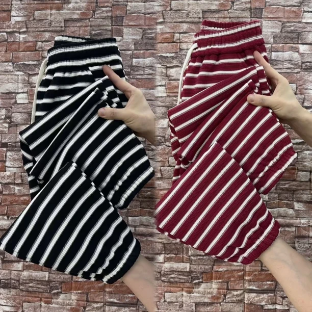欧货条纹宽松哈伦裤子女春季新款显瘦百搭高腰休闲裤萝卜裤束脚裤