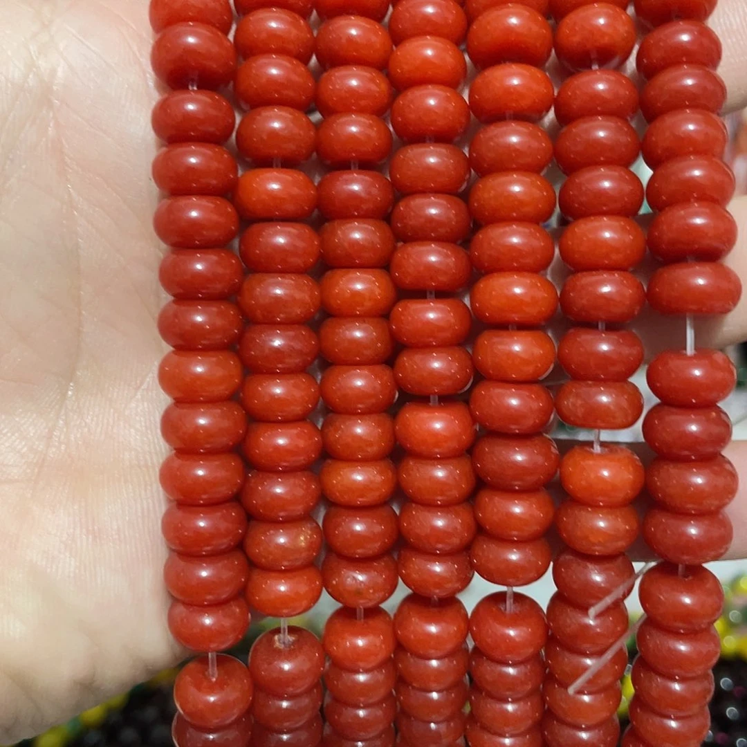 玛瑙/玉髓合金珠宝半成品柿子红算盘珠卡10