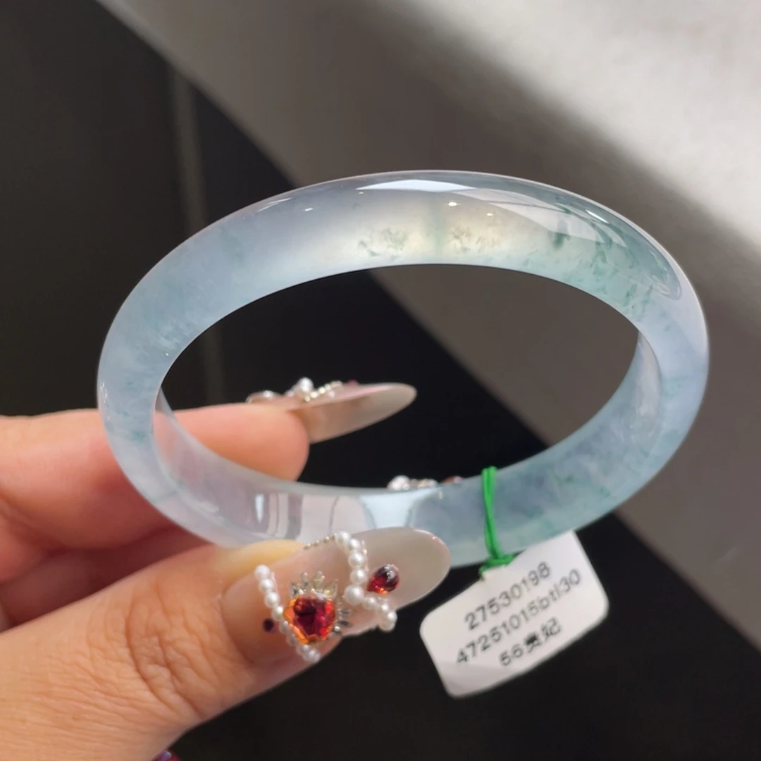 翡翠未镶嵌手镯冰玻起杠光贵妃手镯