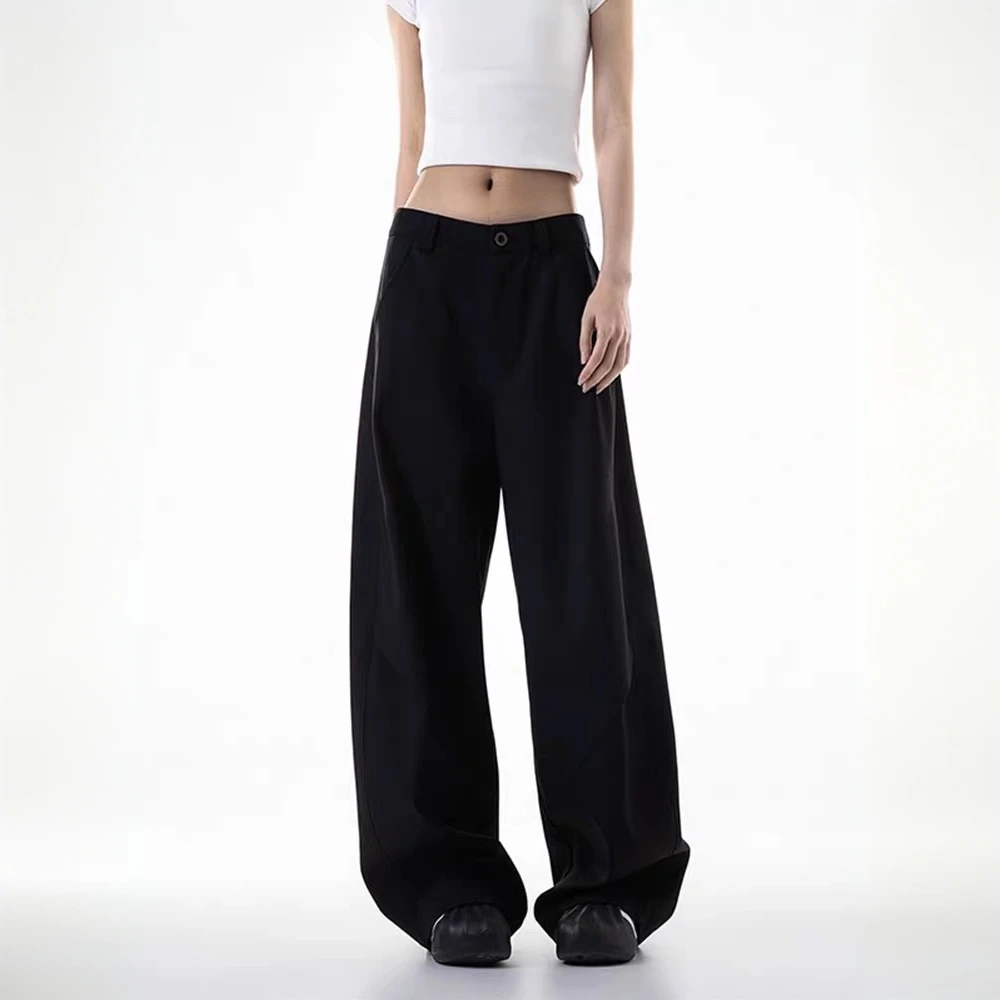 黑色西装弯刀裤女2025秋季新款垂感显瘦宽松修饰腿型阔腿休闲裤子