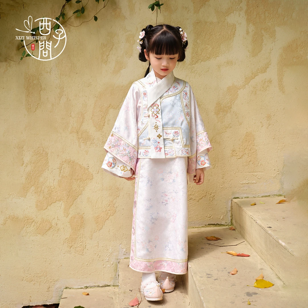 西子问女童汉服【锦笙】中国风秋季新款格格服宝宝儿童清汉古风套装