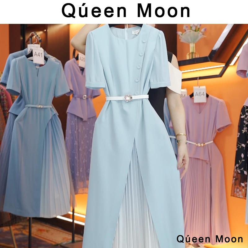 编码A79【QúeenMoon】经典轻奢百搭气质连衣裙拼接长裙 (定制女装)