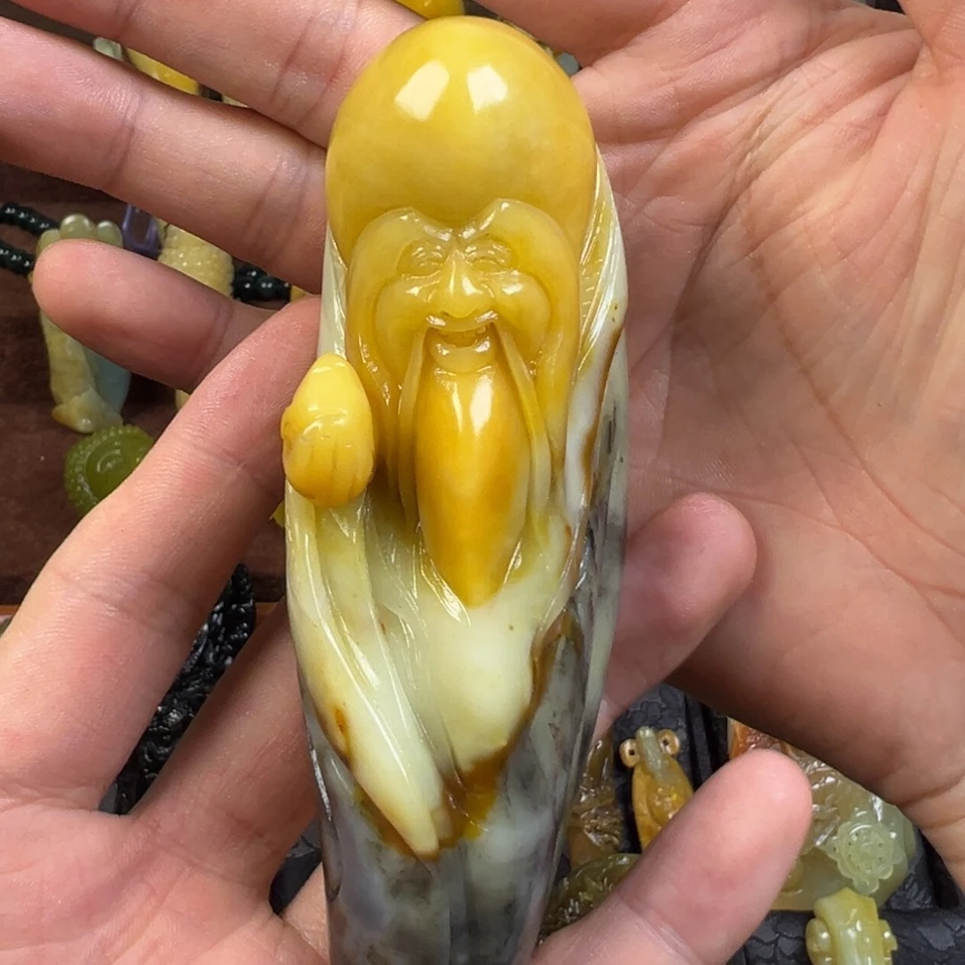 岫玉未镶嵌岫玉天然俏色手把件