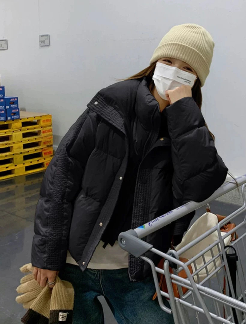加绒加厚款韩系时尚百搭款棉服外套冬季棉袄常规短款长袖休闲