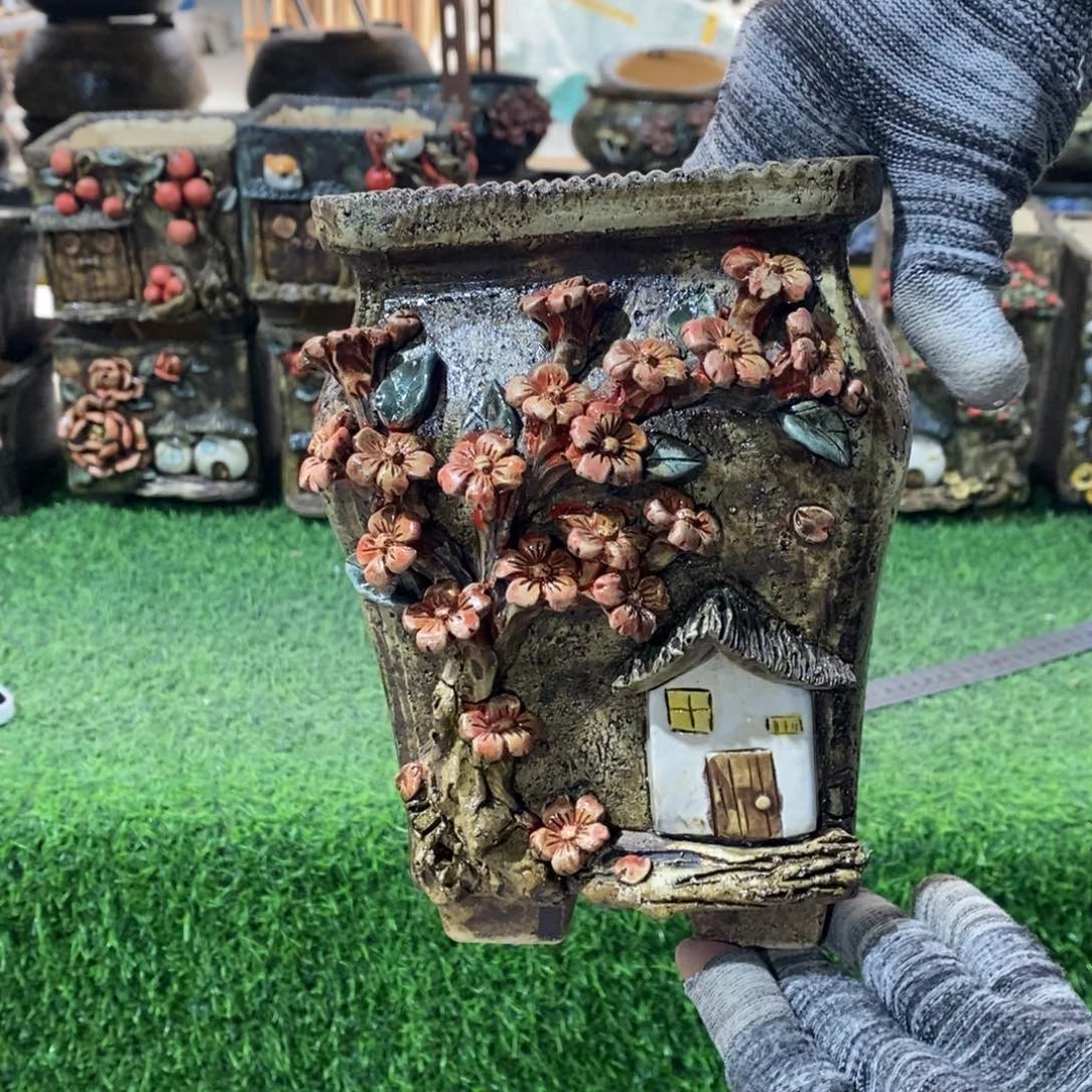 红陶青藤花器多肉花盆