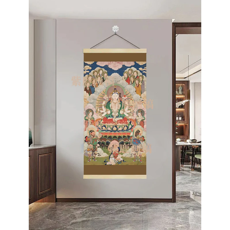 [602斗姆元君]60x120cm现代简约挂轴装饰画办公室家居装饰画