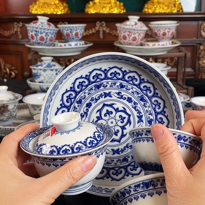 宝相花五件套茶具