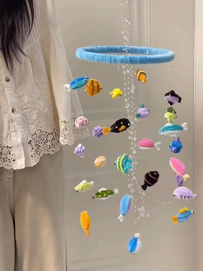 【低价】扭扭棒海洋小鱼风铃空中挂饰材料包手工diy送闺蜜朋友礼物