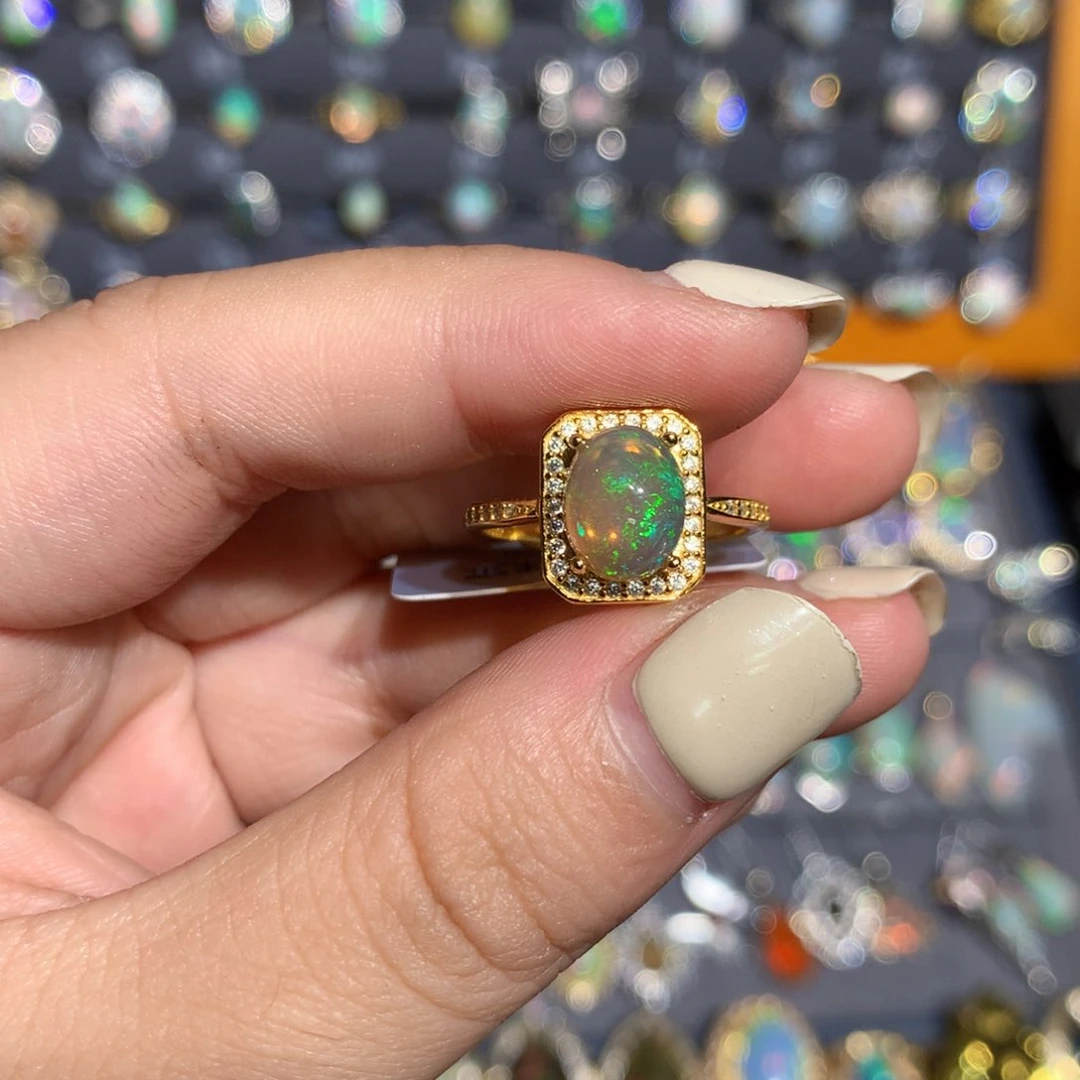 银S925镶嵌欧泊欧泊戒指l