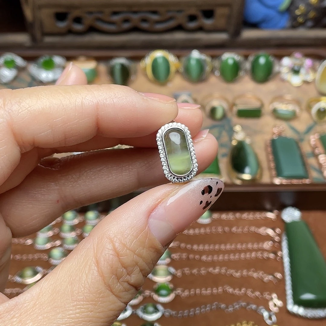 和田玉（碧玉）银S925镶嵌吊坠(赠链)