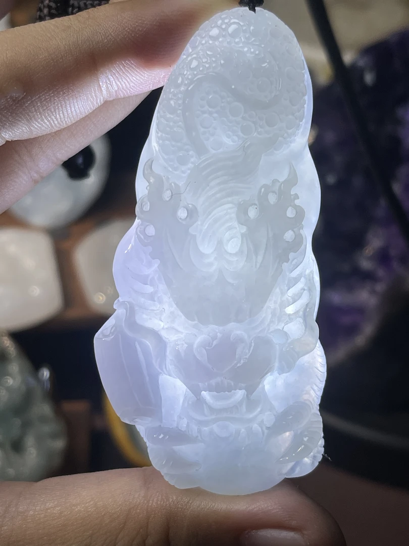 缅甸天然上等翡翠A货细糯化晴紫龙牌